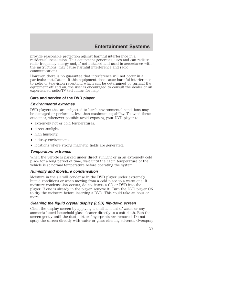 Entertainment systems | FORD 2003 Excursion v.1 User Manual | Page 37 / 240