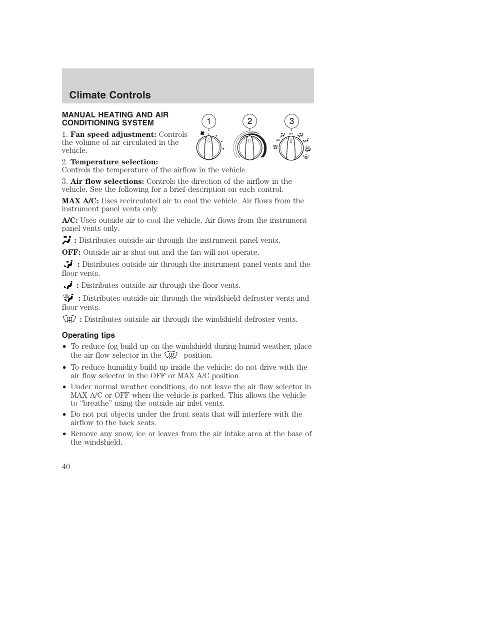 Climate controls | FORD 2003 Excursion v.1 User Manual | Page 40 / 240