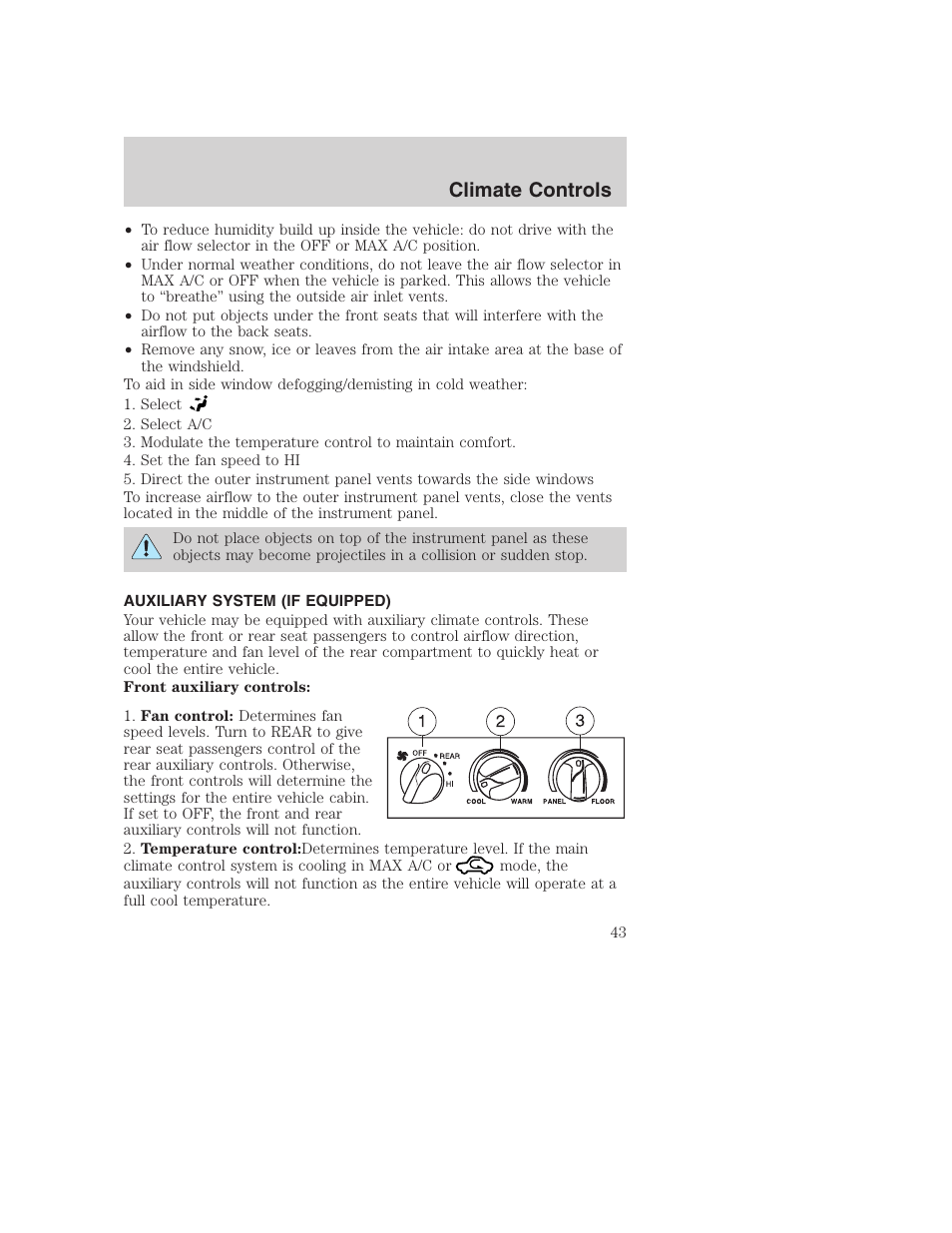 Climate controls | FORD 2003 Excursion v.1 User Manual | Page 43 / 240