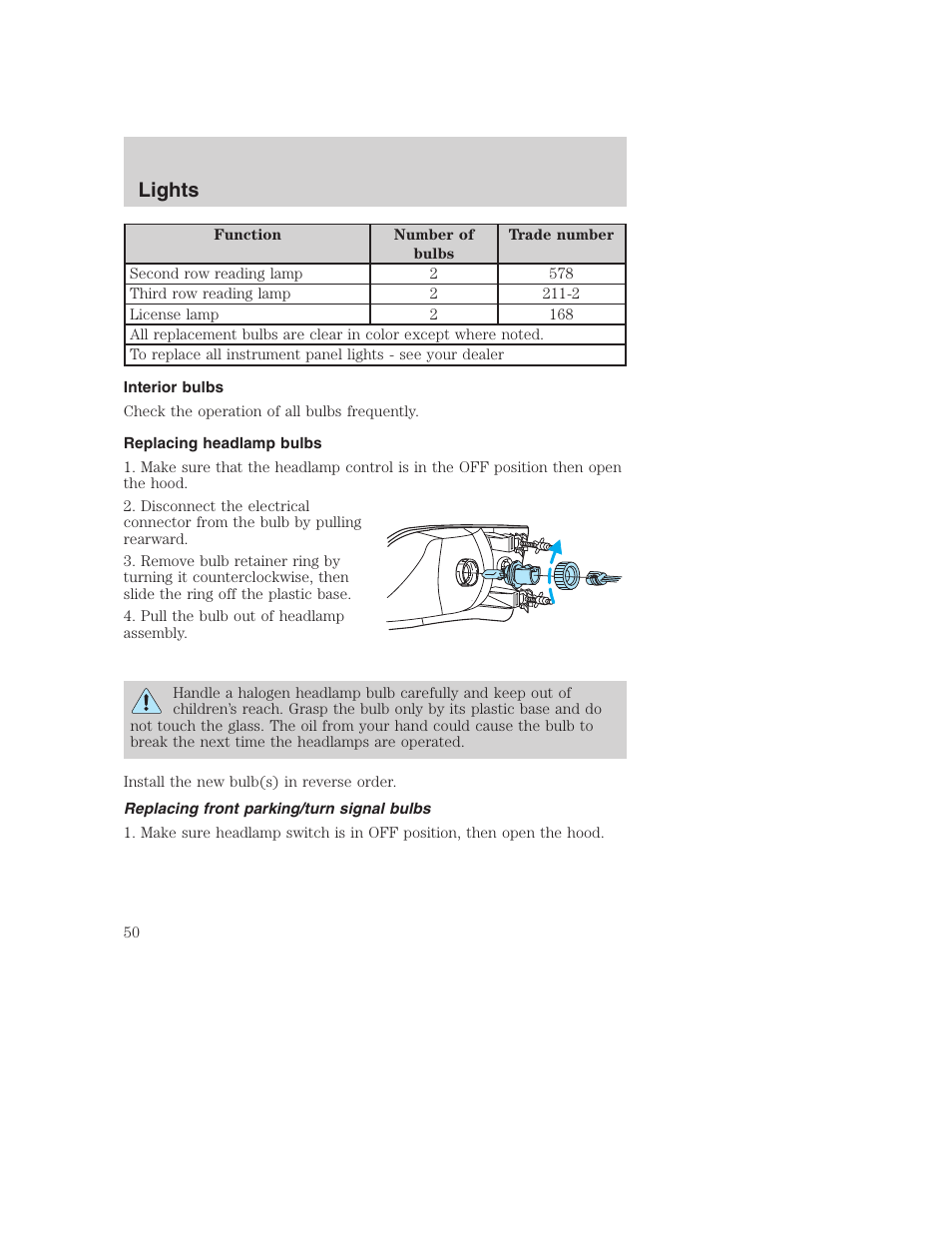 Lights | FORD 2003 Excursion v.1 User Manual | Page 50 / 240