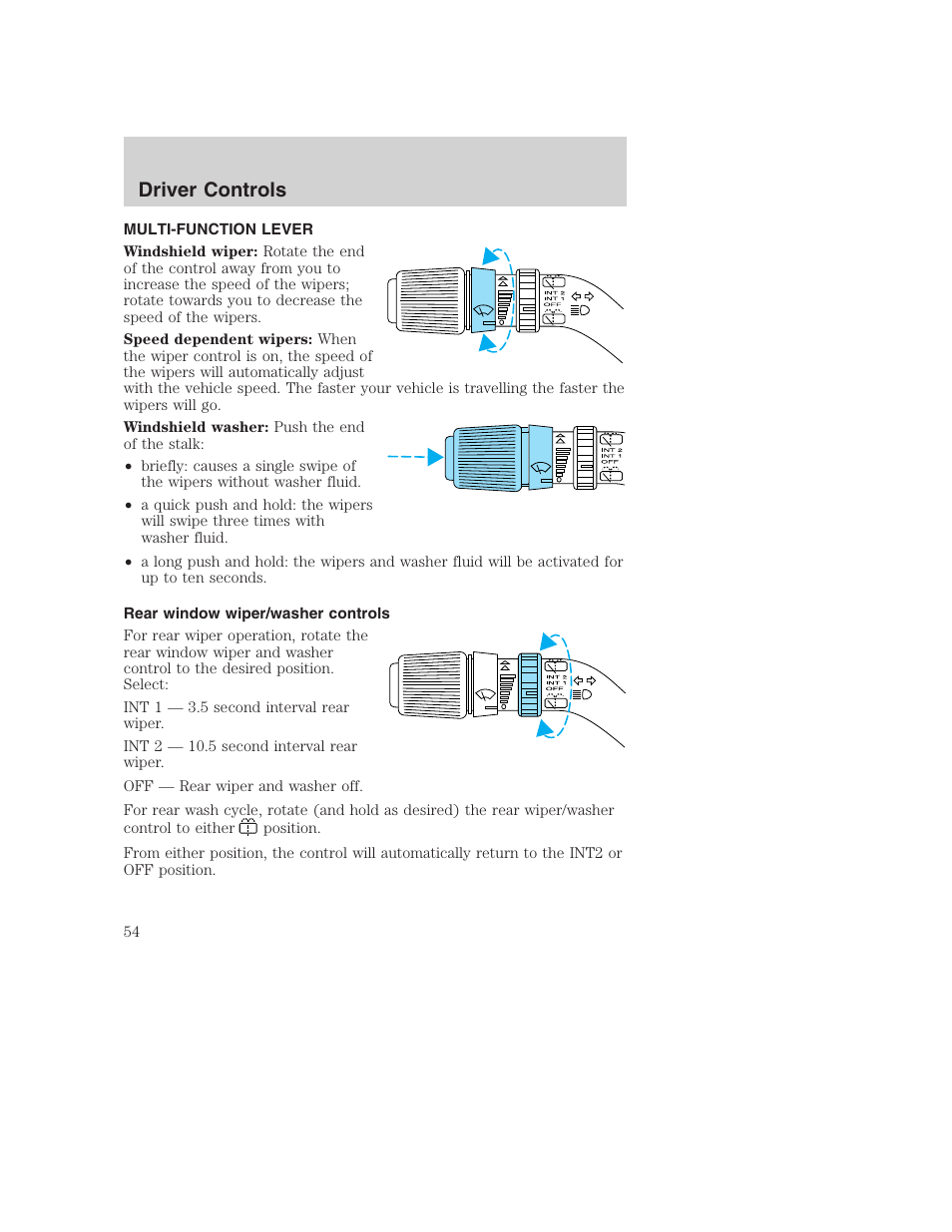 Driver controls | FORD 2003 Excursion v.1 User Manual | Page 54 / 240