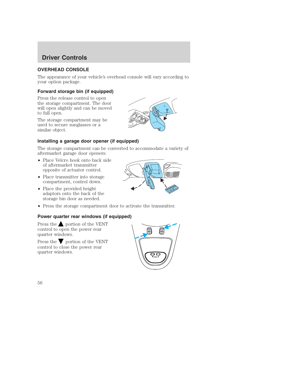Driver controls | FORD 2003 Excursion v.1 User Manual | Page 56 / 240
