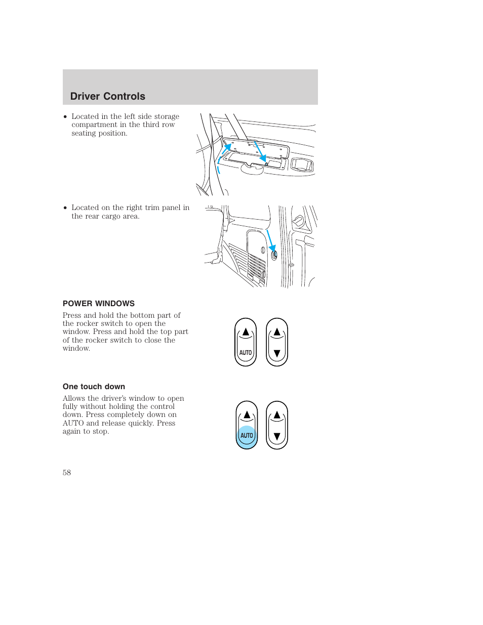 Driver controls | FORD 2003 Excursion v.1 User Manual | Page 58 / 240