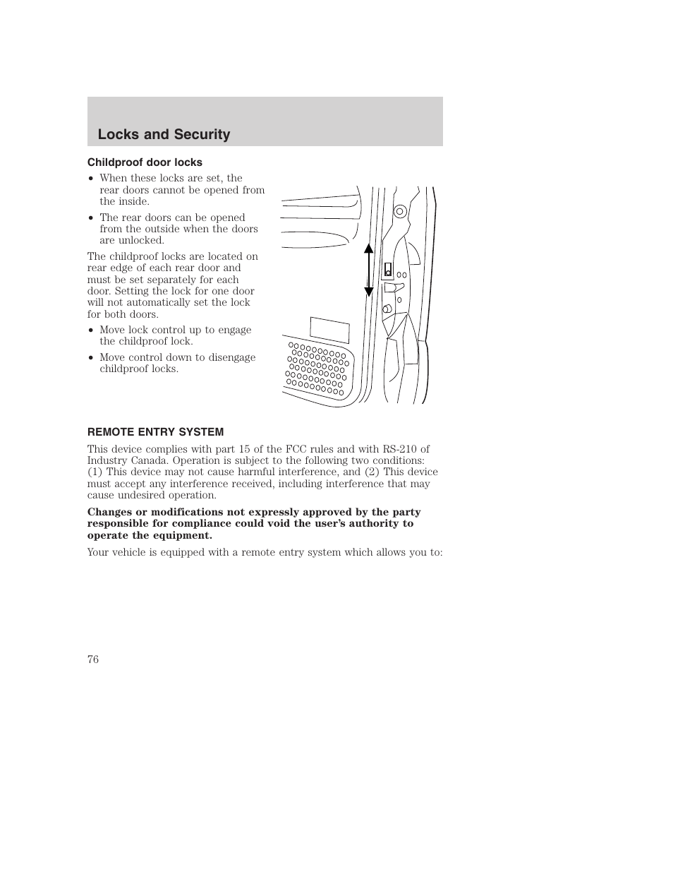 Locks and security | FORD 2003 Excursion v.1 User Manual | Page 76 / 240