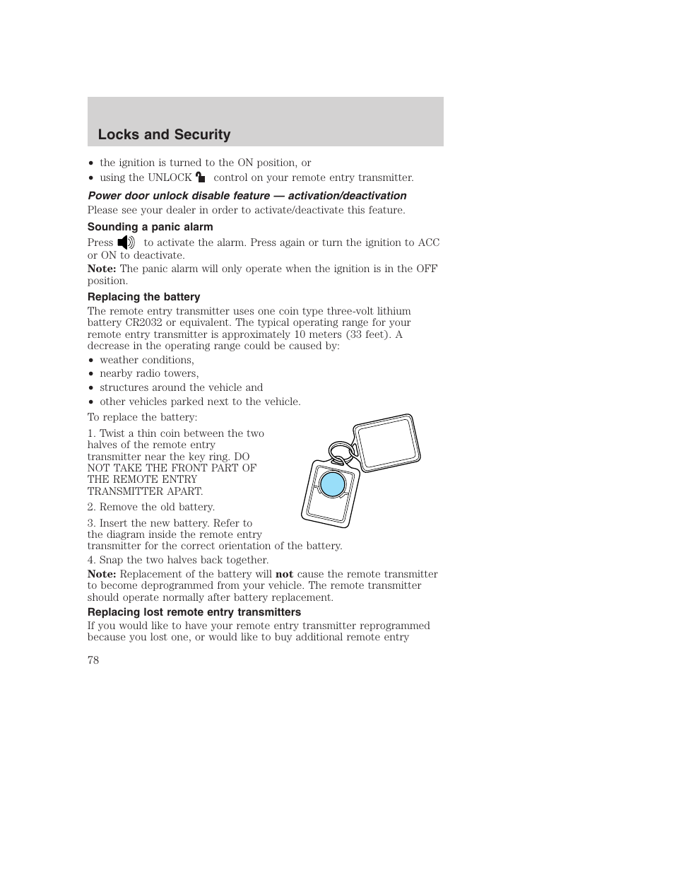 Locks and security | FORD 2003 Excursion v.1 User Manual | Page 78 / 240