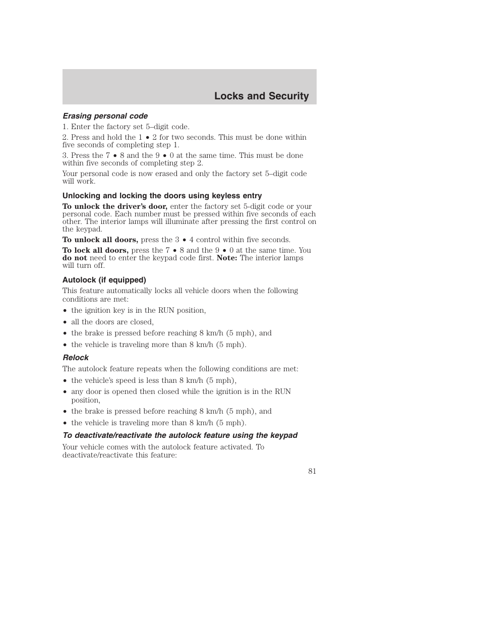Locks and security | FORD 2003 Excursion v.1 User Manual | Page 81 / 240