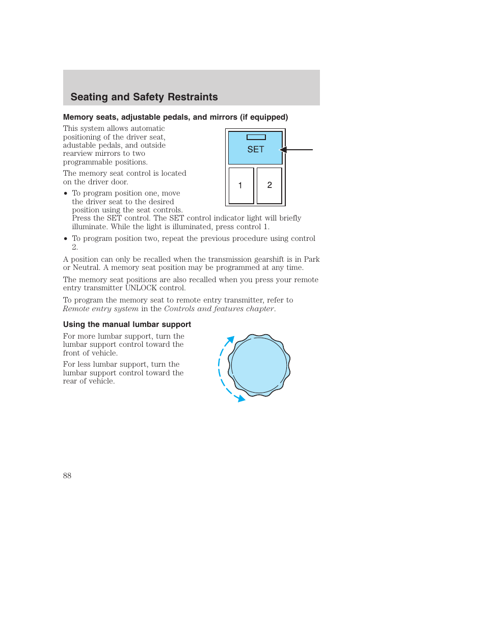 Seating and safety restraints | FORD 2003 Excursion v.1 User Manual | Page 88 / 240
