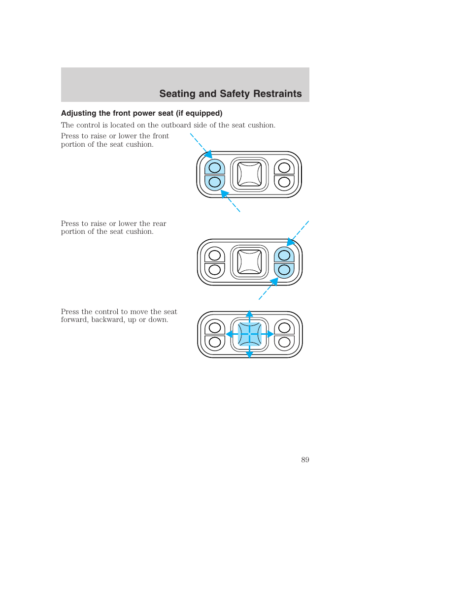 Seating and safety restraints | FORD 2003 Excursion v.1 User Manual | Page 89 / 240