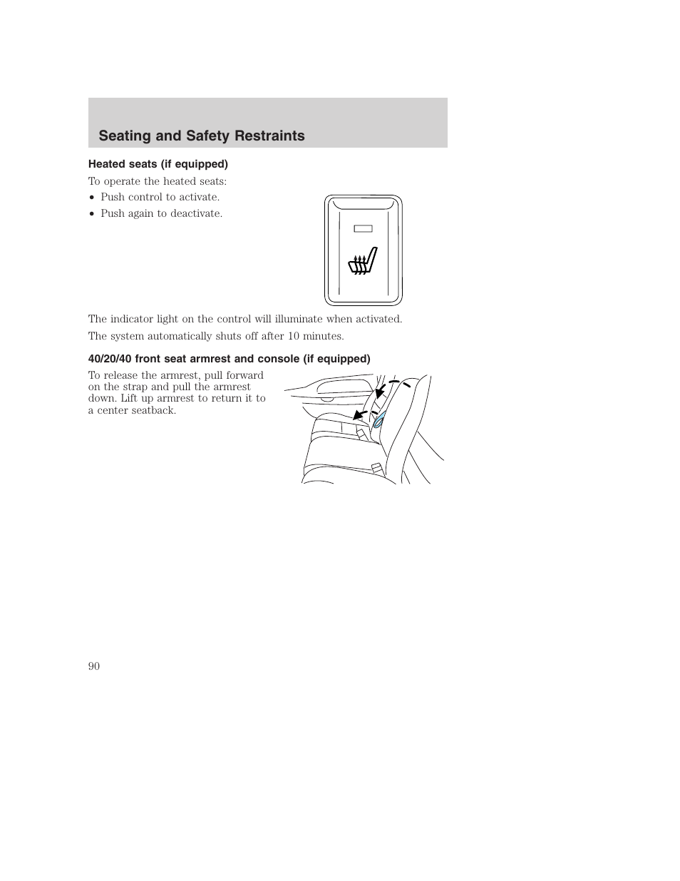 Seating and safety restraints | FORD 2003 Excursion v.1 User Manual | Page 90 / 240