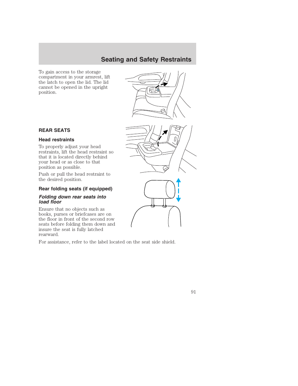 Seating and safety restraints | FORD 2003 Excursion v.1 User Manual | Page 91 / 240