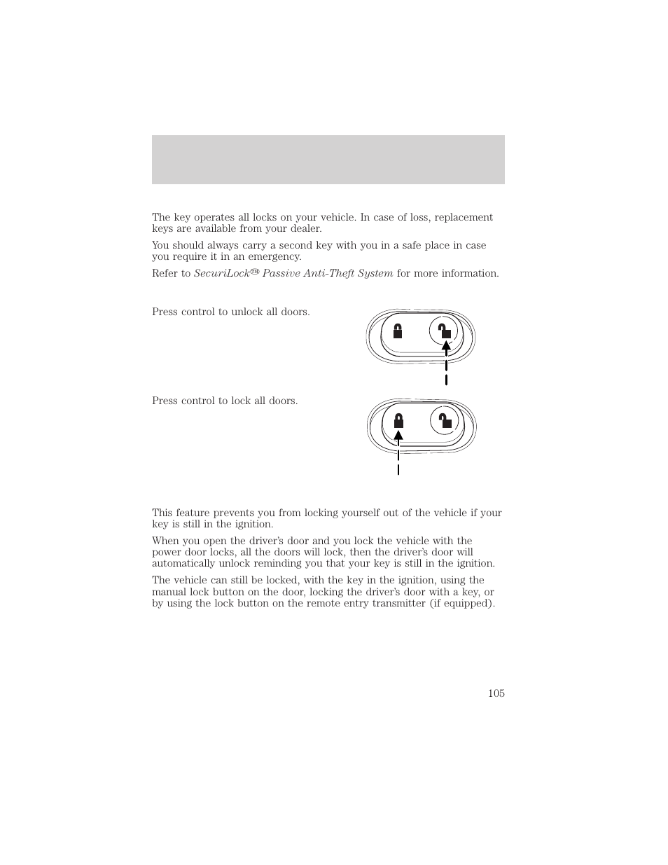 Locks and security | FORD 2003 Excursion v.2 User Manual | Page 105 / 272