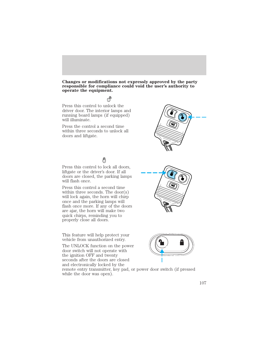 Locks and security | FORD 2003 Excursion v.2 User Manual | Page 107 / 272