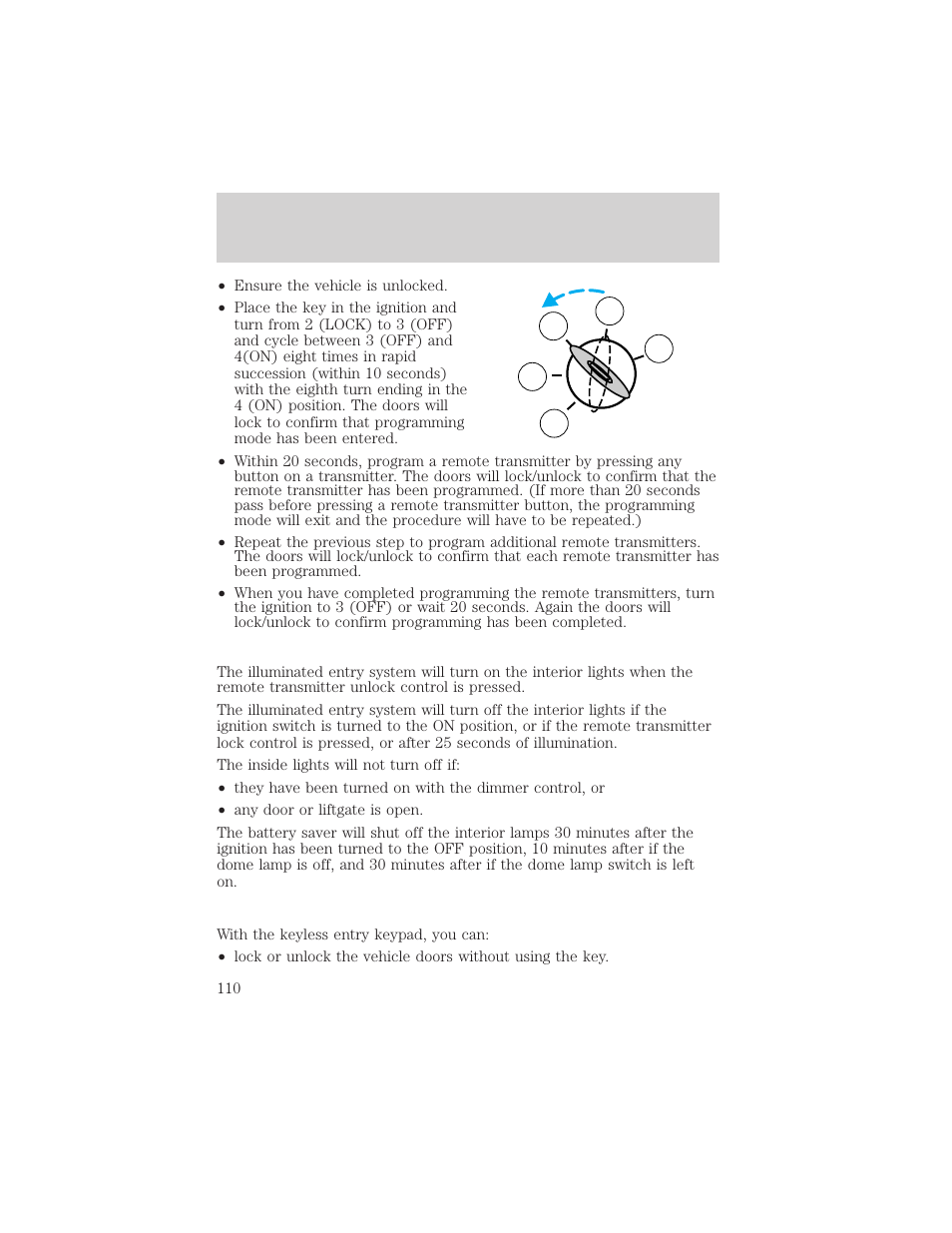 Locks and security | FORD 2003 Excursion v.2 User Manual | Page 110 / 272