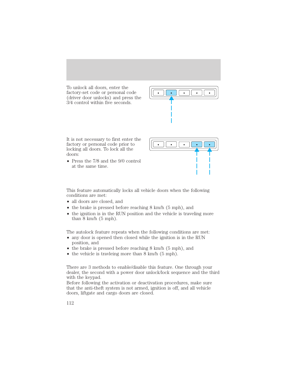 Locks and security | FORD 2003 Excursion v.2 User Manual | Page 112 / 272