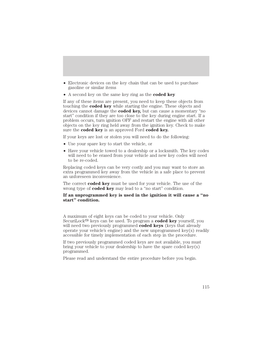 Locks and security | FORD 2003 Excursion v.2 User Manual | Page 115 / 272