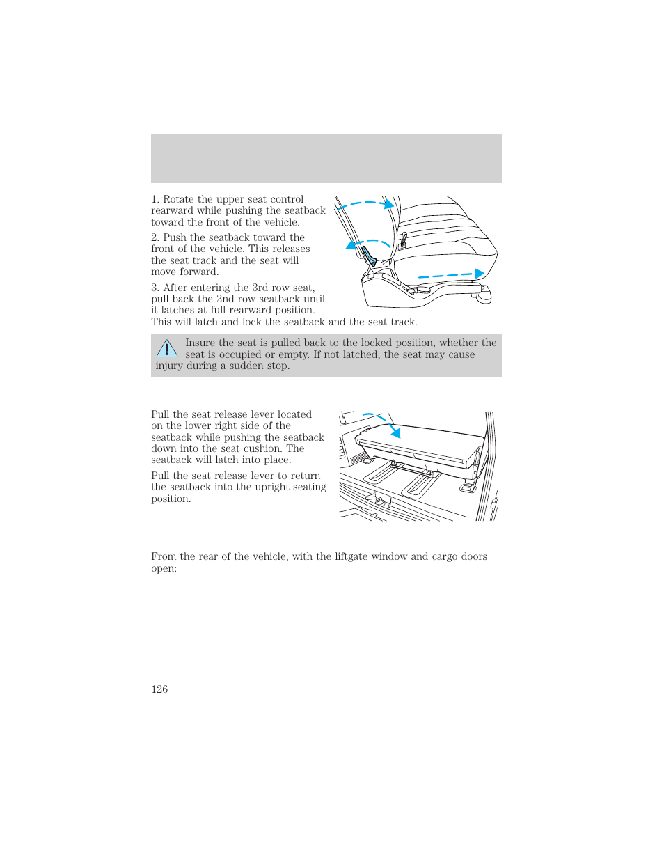 Seating and safety restraints | FORD 2003 Excursion v.2 User Manual | Page 126 / 272