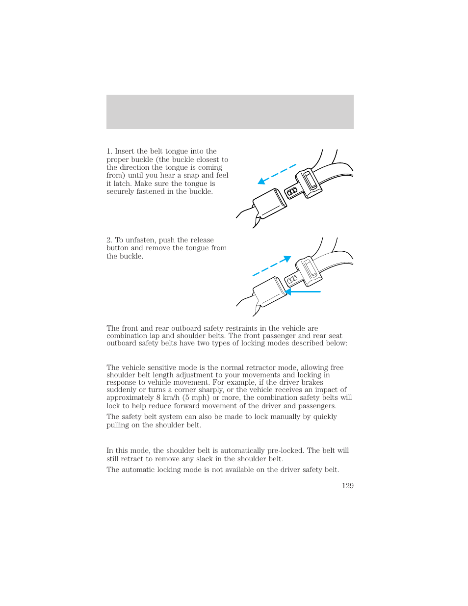 Seating and safety restraints | FORD 2003 Excursion v.2 User Manual | Page 129 / 272