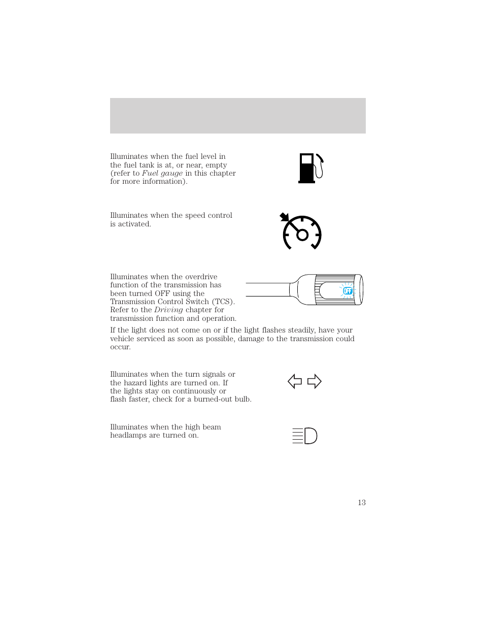 Instrument cluster | FORD 2003 Excursion v.2 User Manual | Page 13 / 272