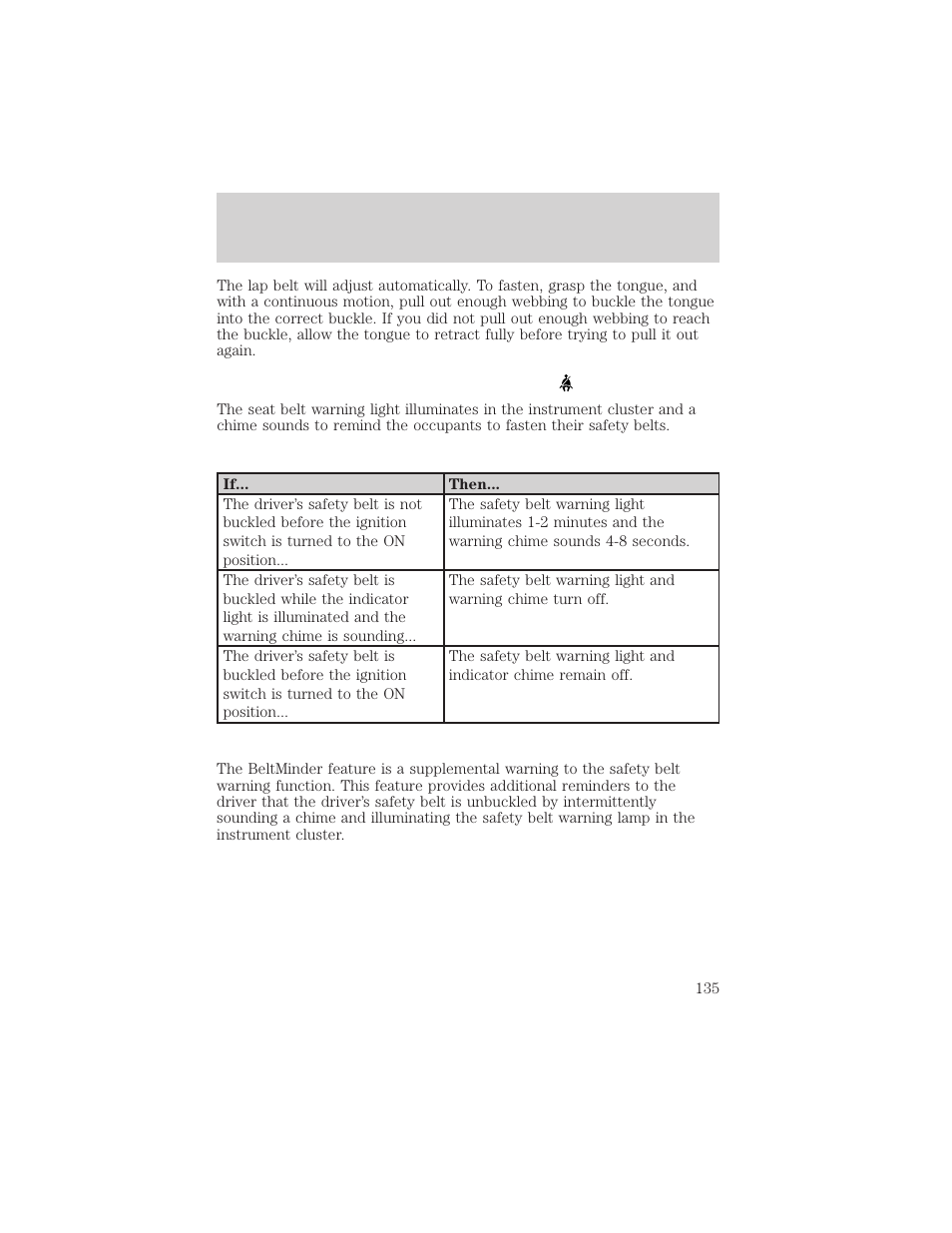 Seating and safety restraints | FORD 2003 Excursion v.2 User Manual | Page 135 / 272