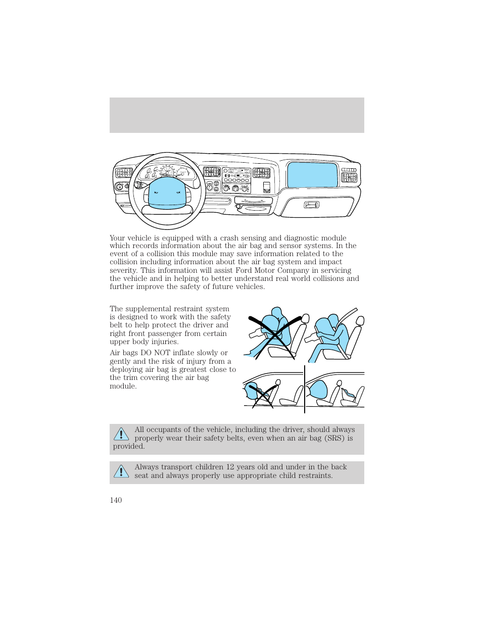 Seating and safety restraints, Dolby b nr, A/c max a/c off | FORD 2003 Excursion v.2 User Manual | Page 140 / 272