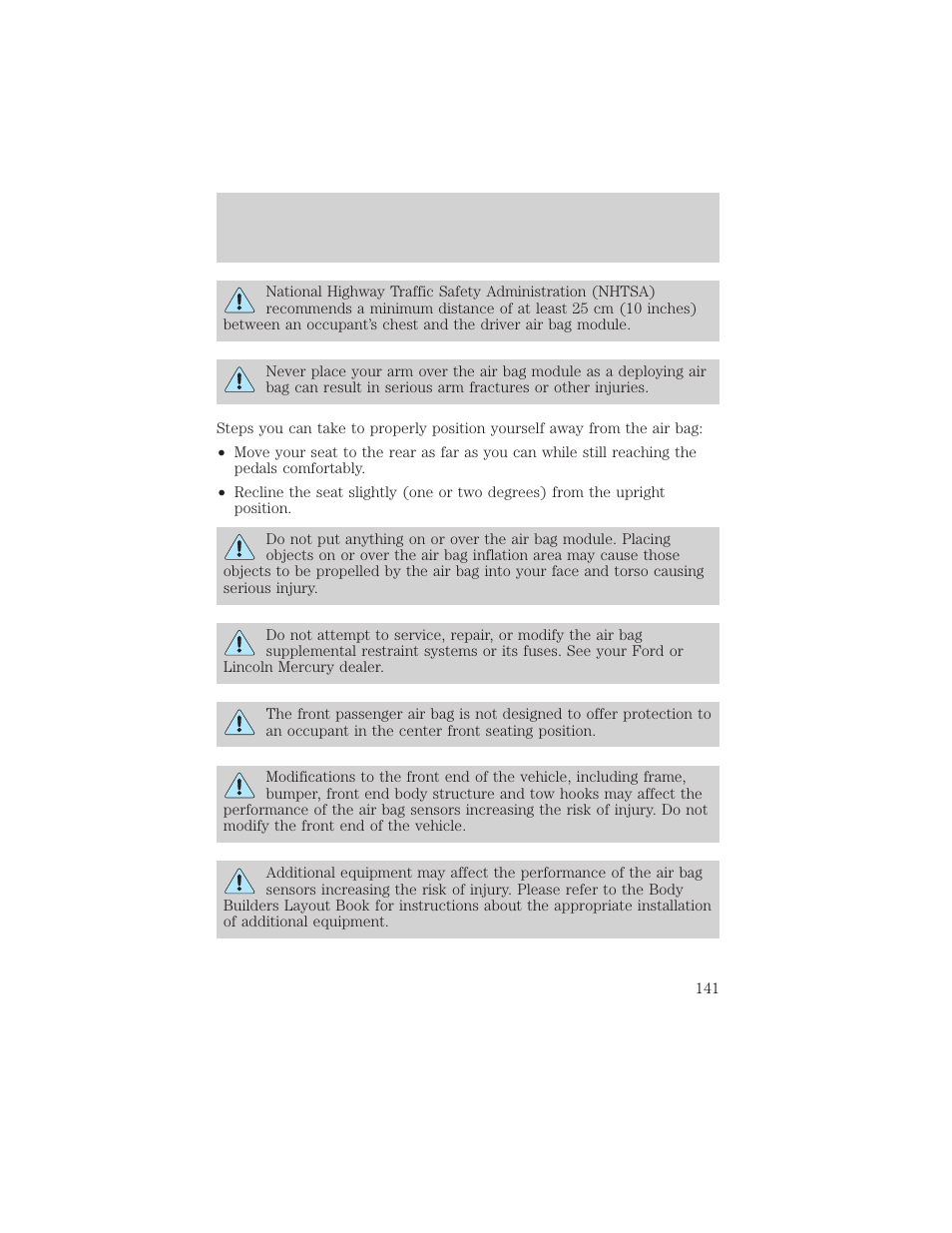 Seating and safety restraints | FORD 2003 Excursion v.2 User Manual | Page 141 / 272