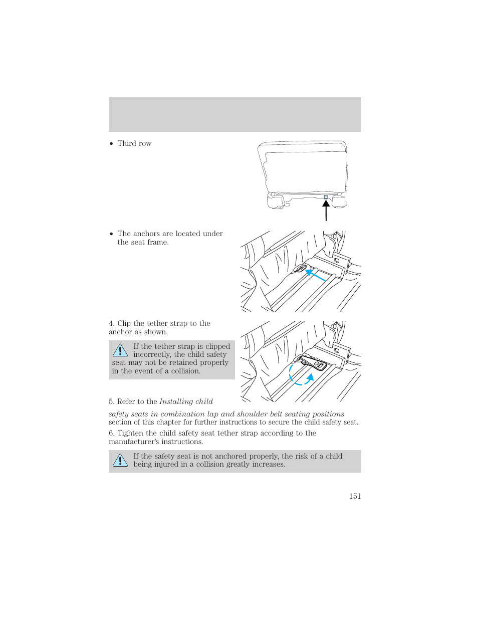 Seating and safety restraints | FORD 2003 Excursion v.2 User Manual | Page 151 / 272