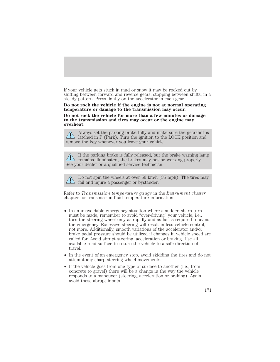 Driving | FORD 2003 Excursion v.2 User Manual | Page 171 / 272