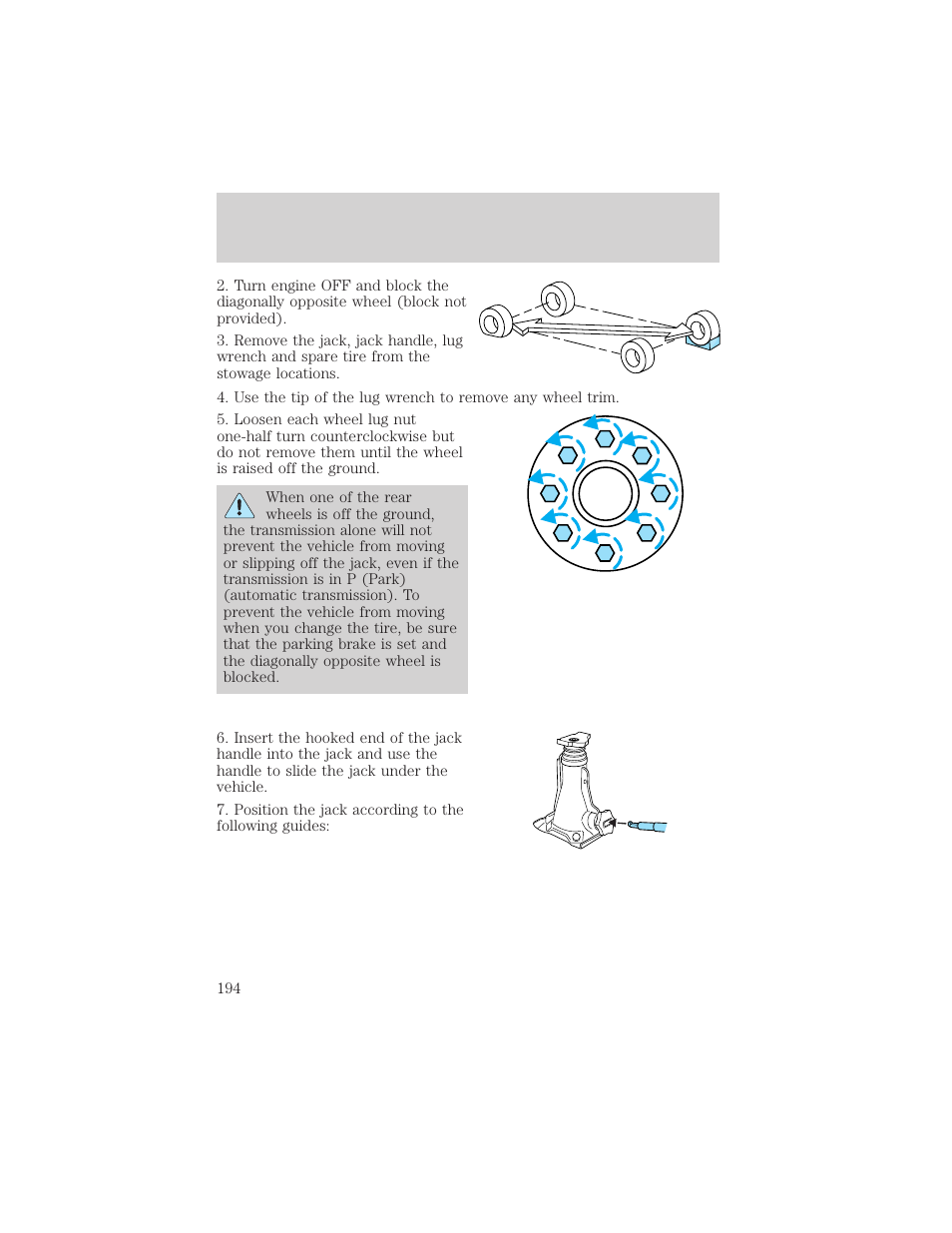 Roadside emergencies | FORD 2003 Excursion v.2 User Manual | Page 194 / 272