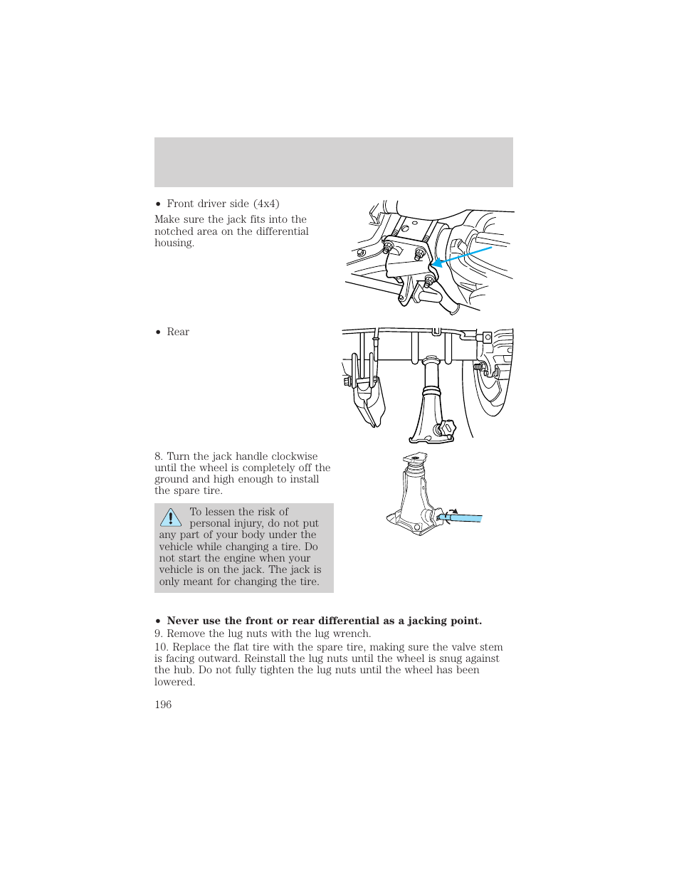 Roadside emergencies | FORD 2003 Excursion v.2 User Manual | Page 196 / 272