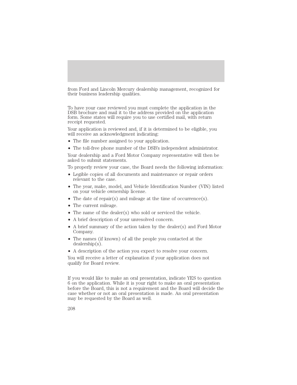 Customer assistance | FORD 2003 Excursion v.2 User Manual | Page 208 / 272
