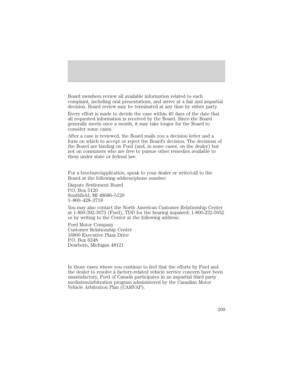 Customer assistance | FORD 2003 Excursion v.2 User Manual | Page 209 / 272