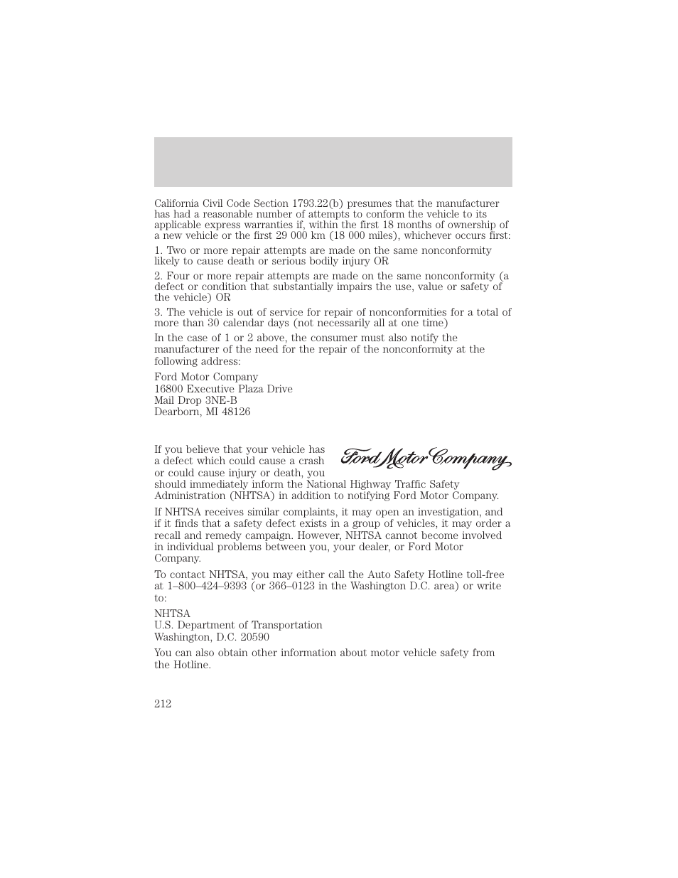 Customer assistance | FORD 2003 Excursion v.2 User Manual | Page 212 / 272