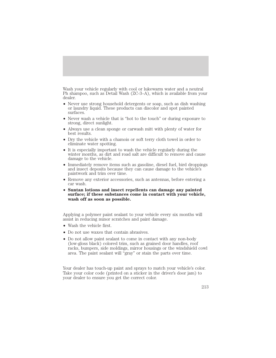 Cleaning | FORD 2003 Excursion v.2 User Manual | Page 213 / 272