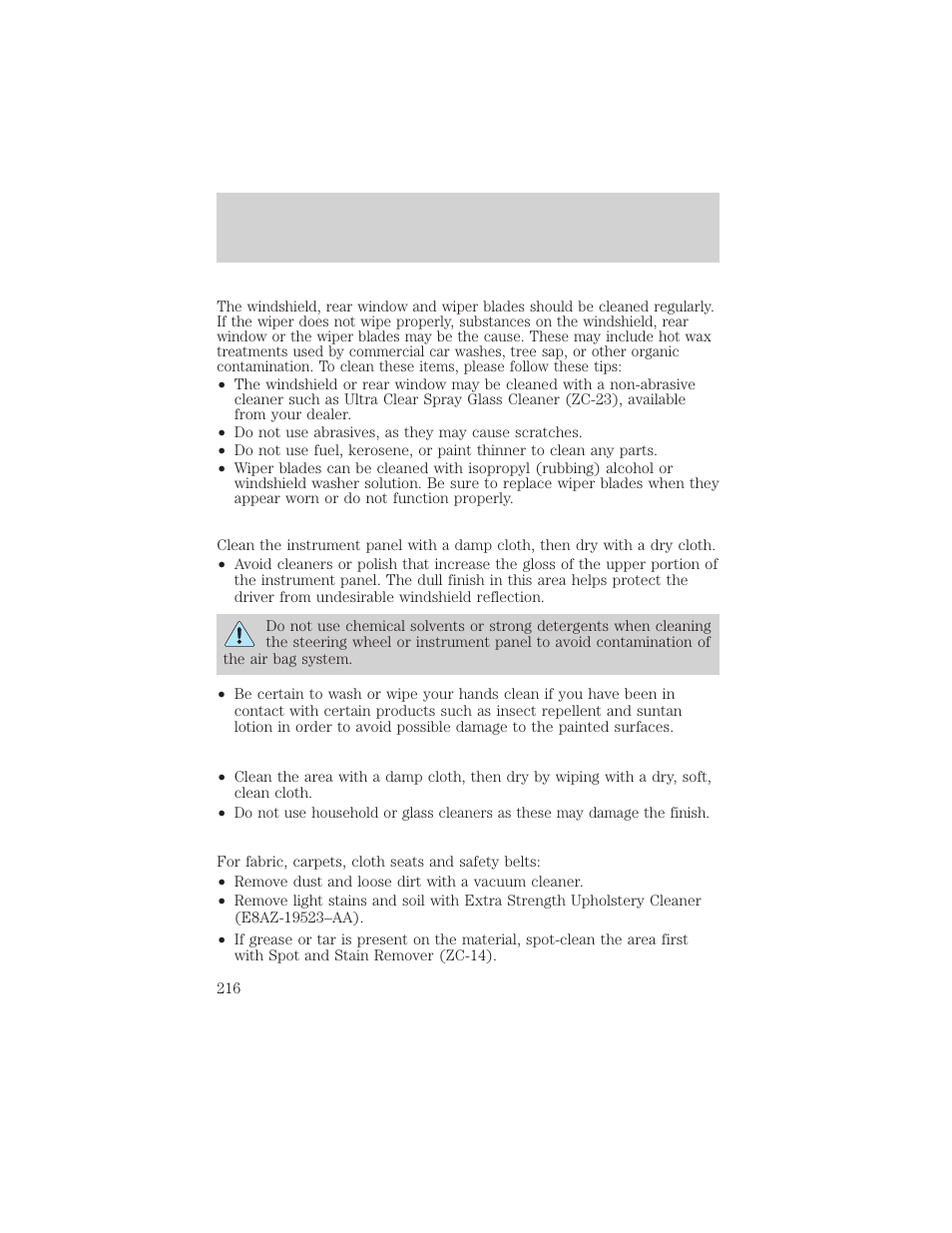 Cleaning | FORD 2003 Excursion v.2 User Manual | Page 216 / 272