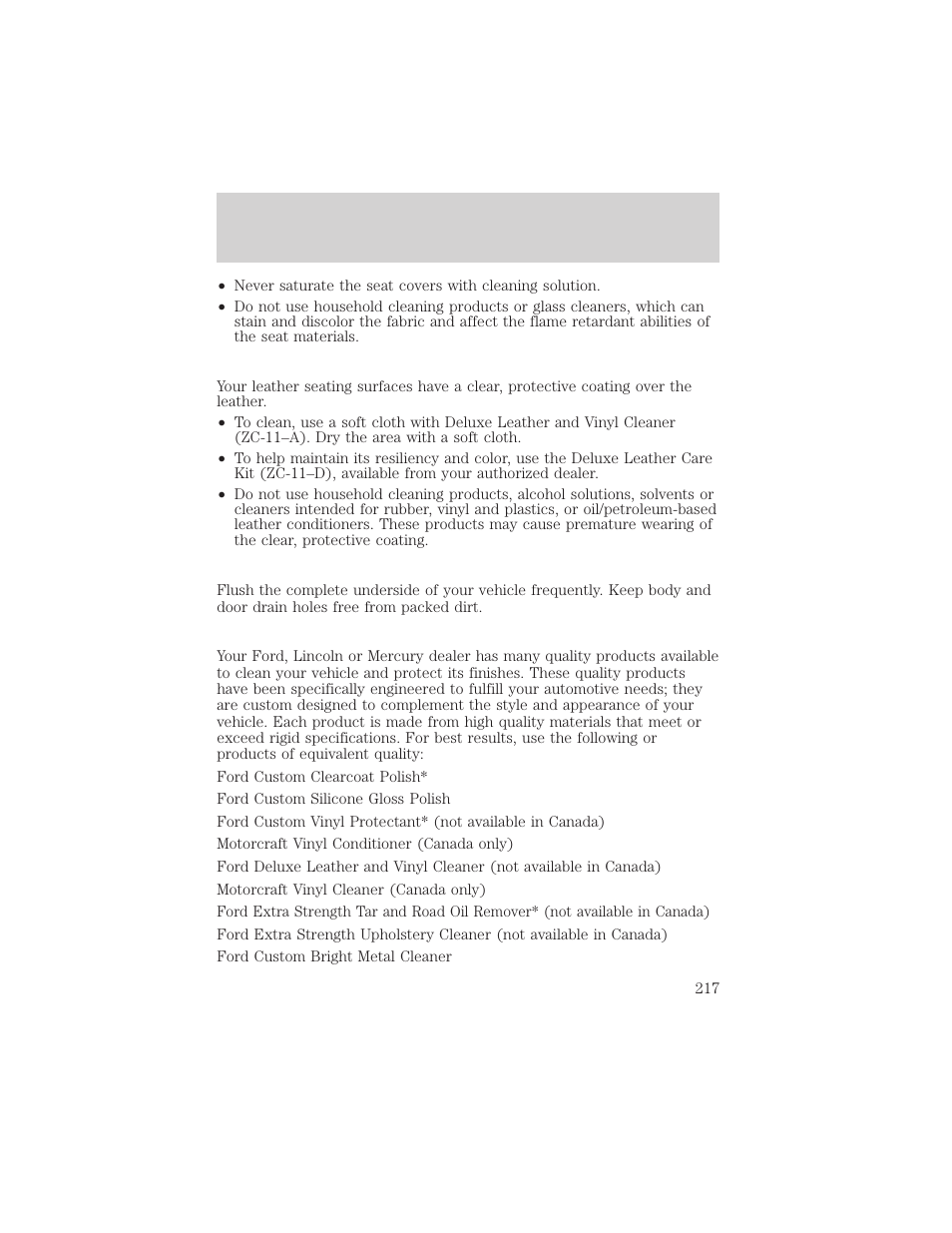 Cleaning | FORD 2003 Excursion v.2 User Manual | Page 217 / 272