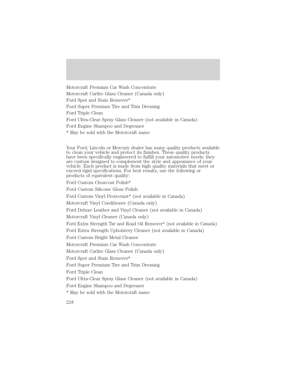 Cleaning | FORD 2003 Excursion v.2 User Manual | Page 218 / 272