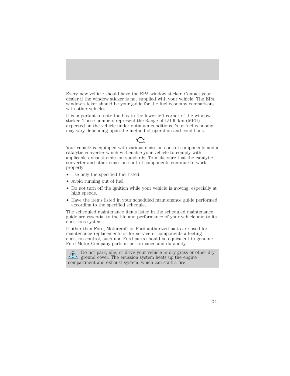 Maintenance and specifications | FORD 2003 Excursion v.2 User Manual | Page 241 / 272