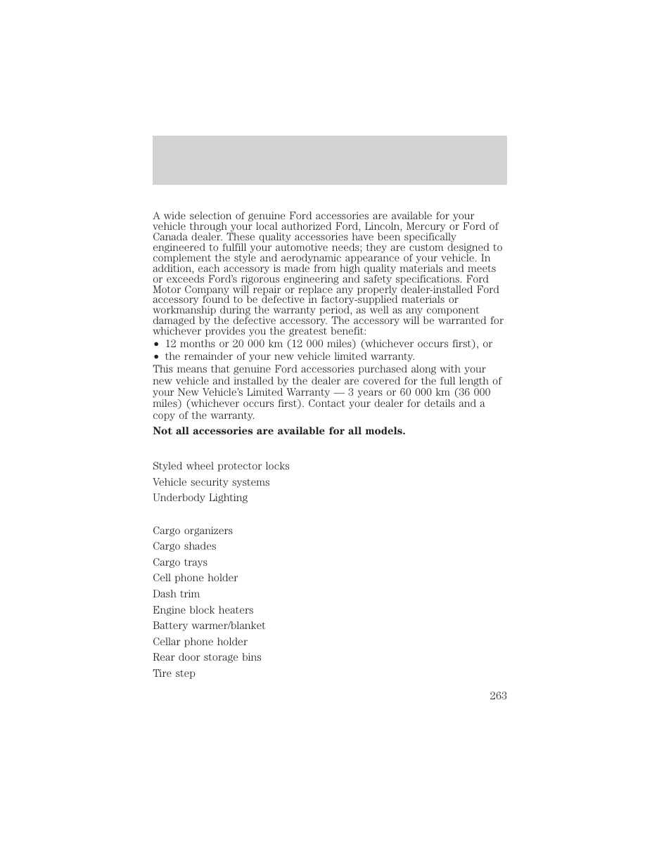 Accessories | FORD 2003 Excursion v.2 User Manual | Page 263 / 272