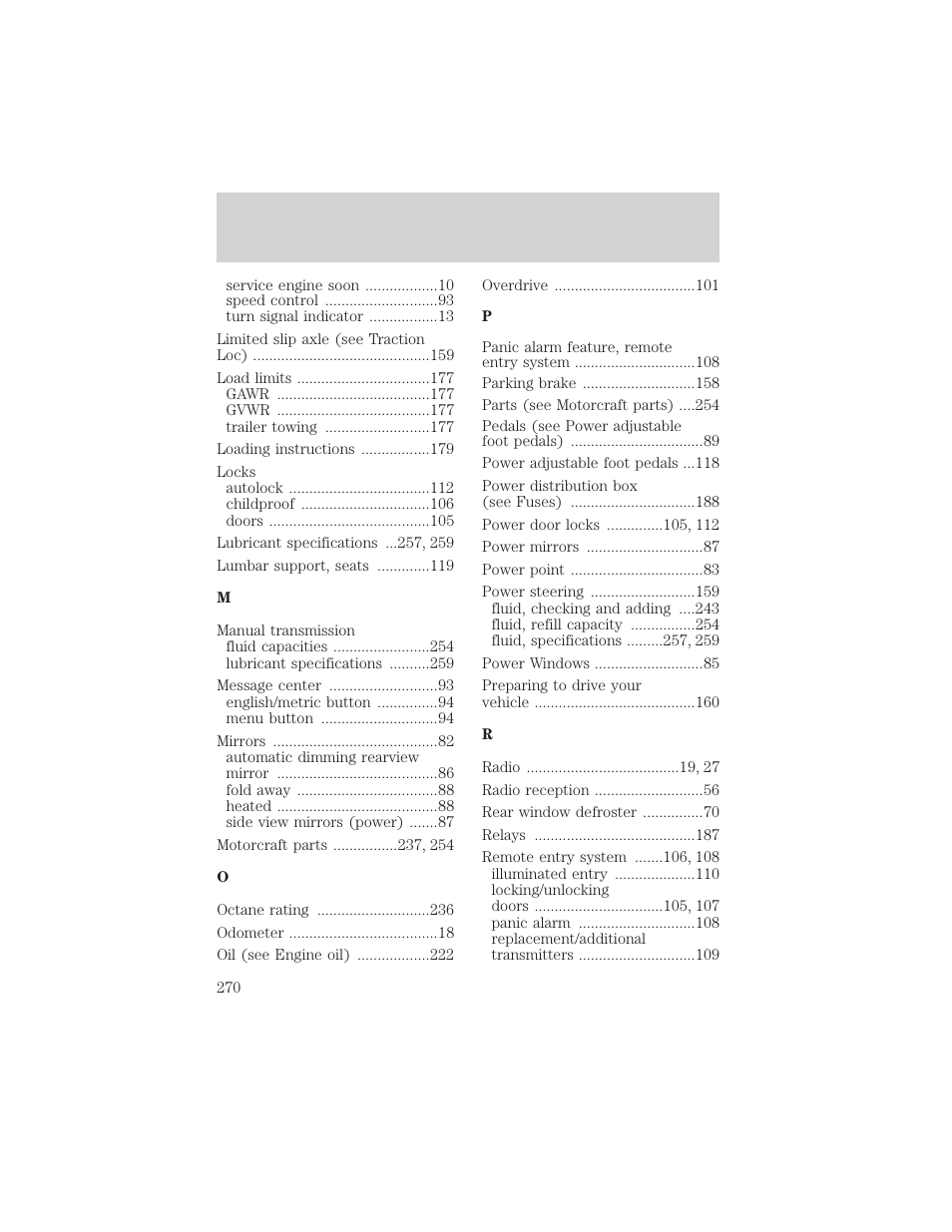 Index | FORD 2003 Excursion v.2 User Manual | Page 270 / 272