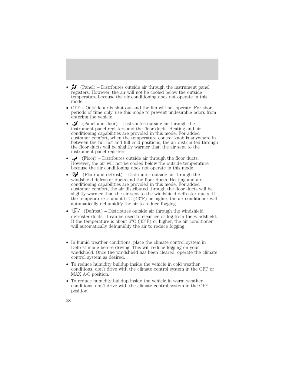 Climate controls | FORD 2003 Excursion v.2 User Manual | Page 58 / 272