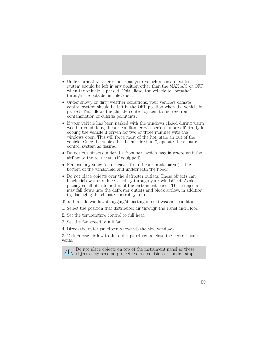 Climate controls | FORD 2003 Excursion v.2 User Manual | Page 59 / 272