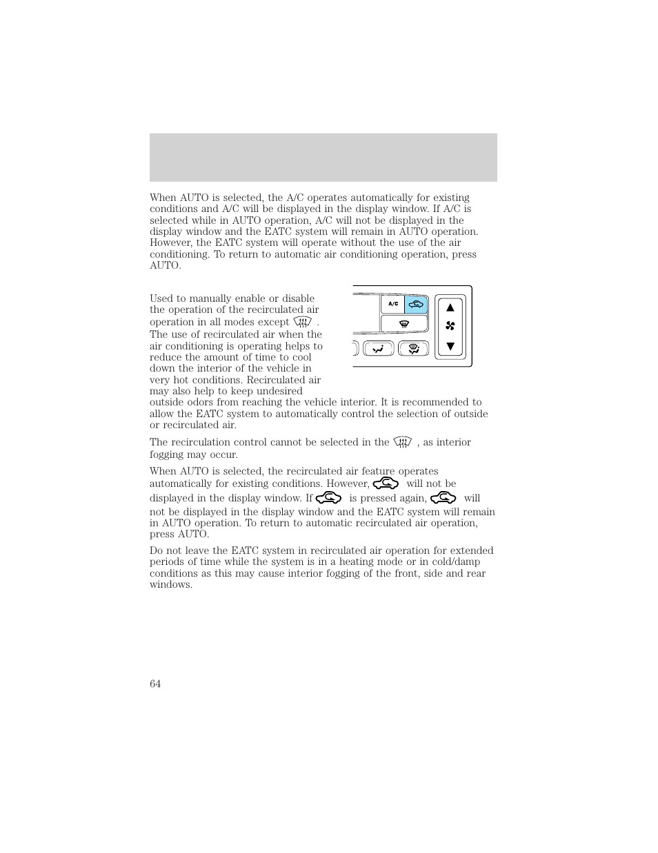 Climate controls | FORD 2003 Excursion v.2 User Manual | Page 64 / 272