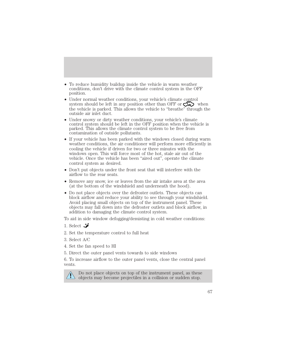 Climate controls | FORD 2003 Excursion v.2 User Manual | Page 67 / 272