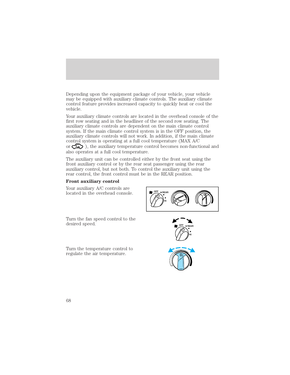 Climate controls | FORD 2003 Excursion v.2 User Manual | Page 68 / 272