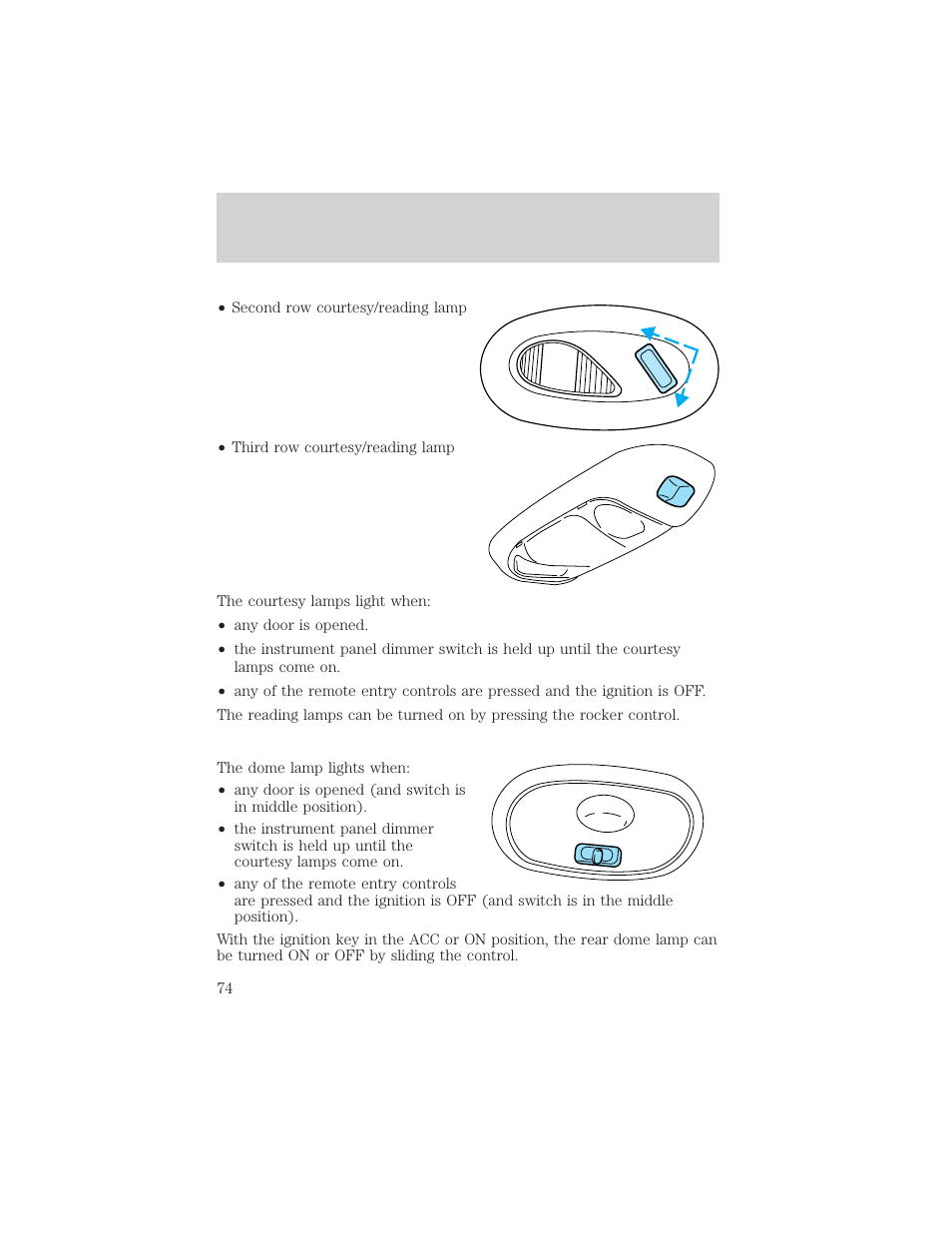 Lights | FORD 2003 Excursion v.2 User Manual | Page 74 / 272