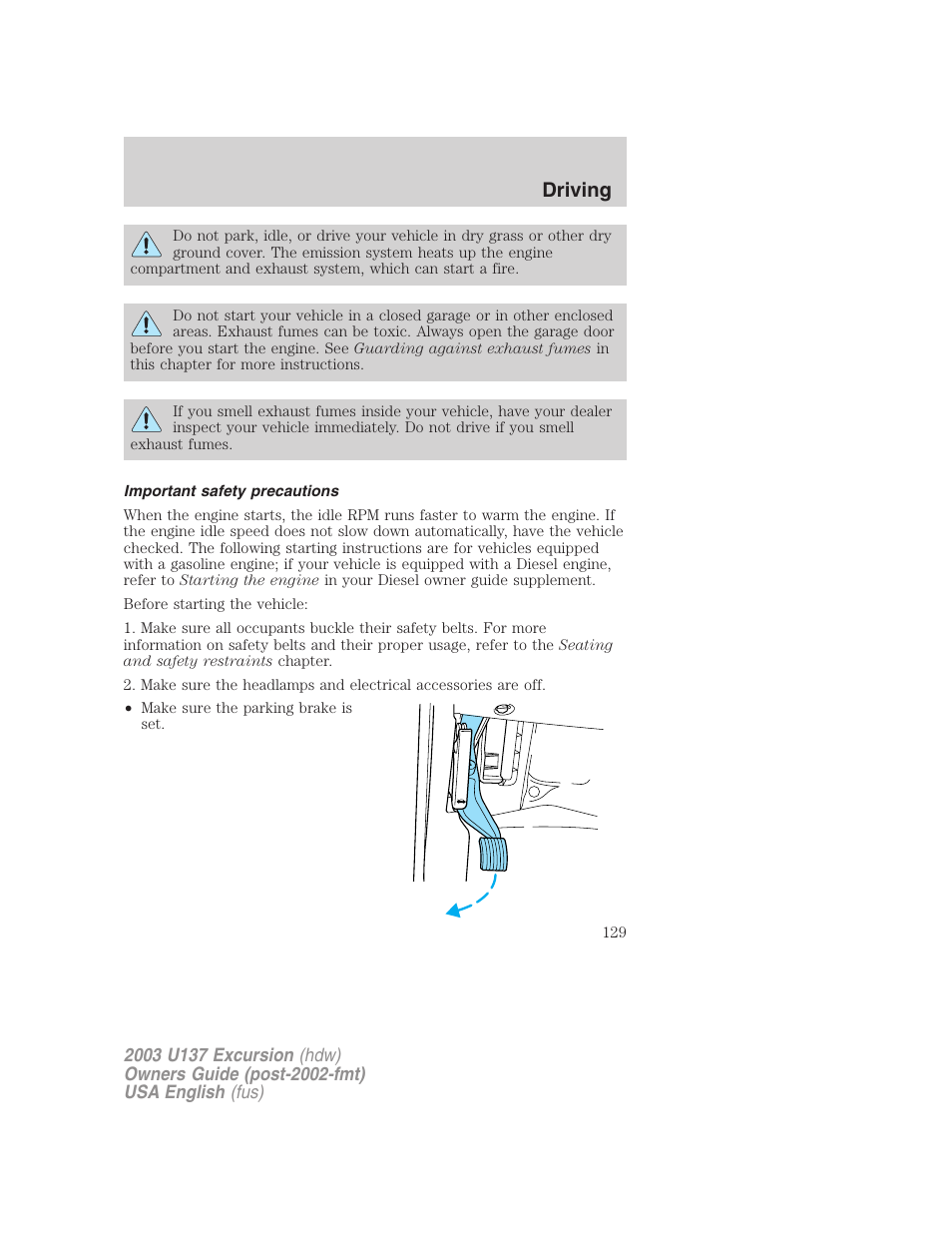 Driving | FORD 2003 Excursion v.3 User Manual | Page 129 / 256