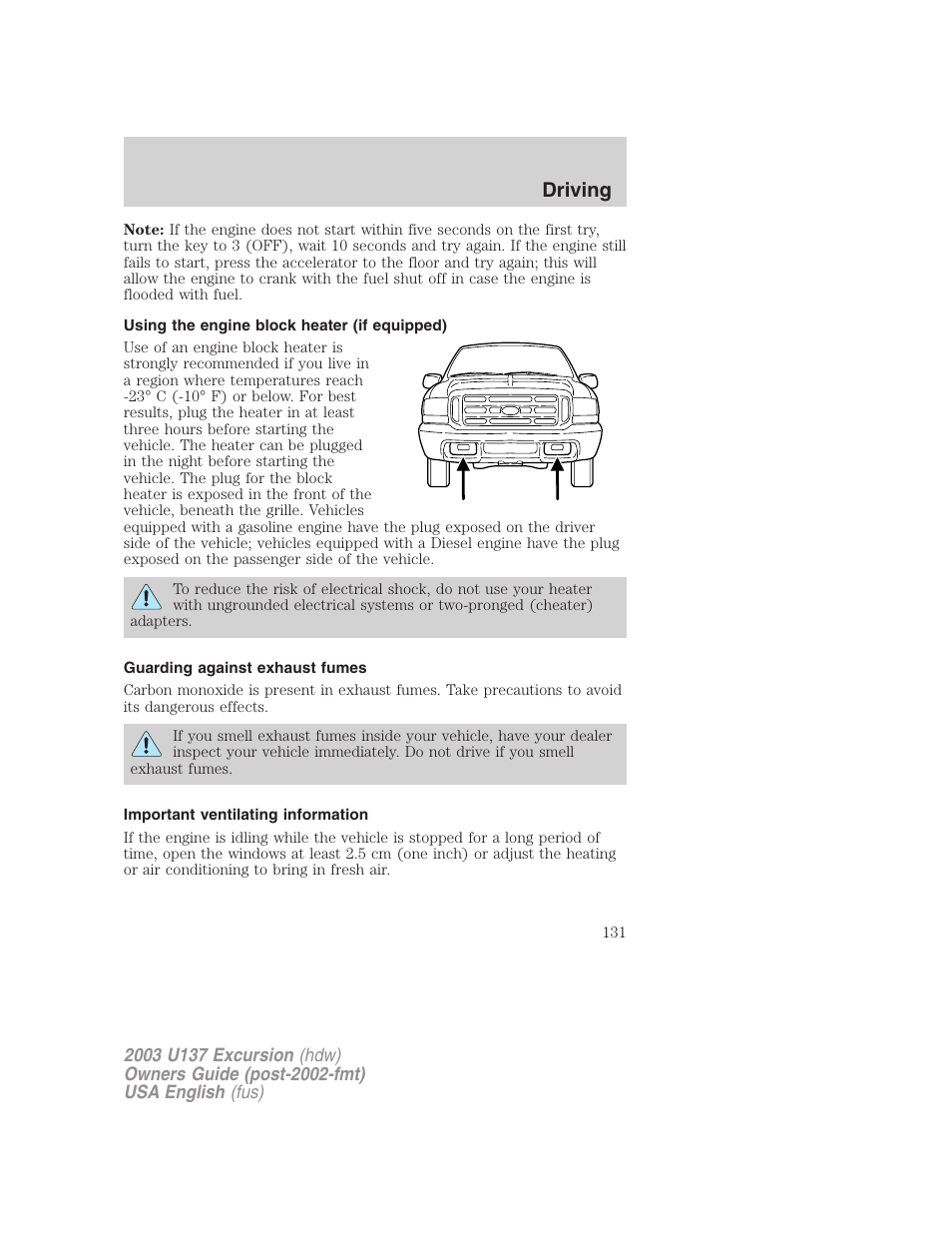 Driving | FORD 2003 Excursion v.3 User Manual | Page 131 / 256