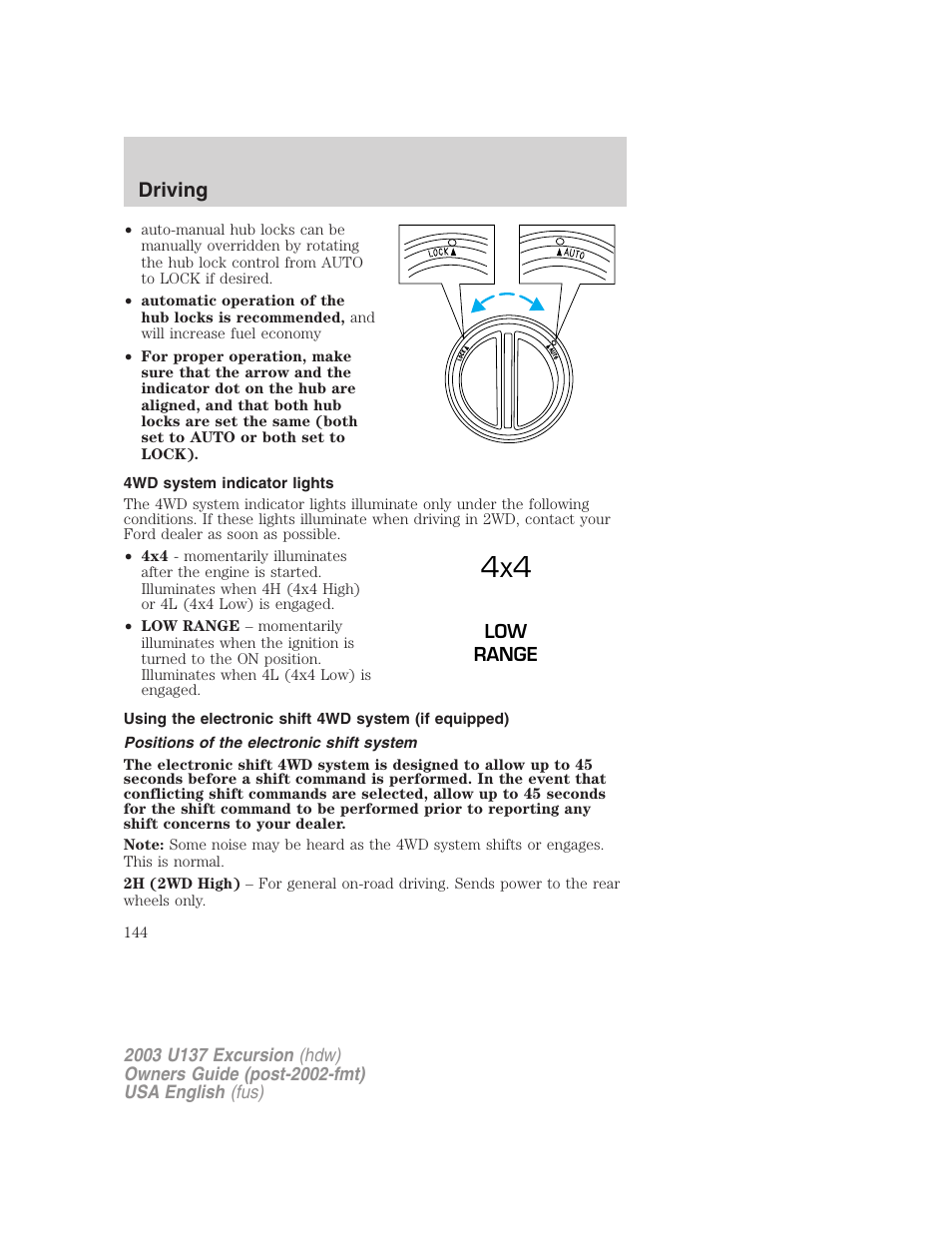 Driving | FORD 2003 Excursion v.3 User Manual | Page 144 / 256