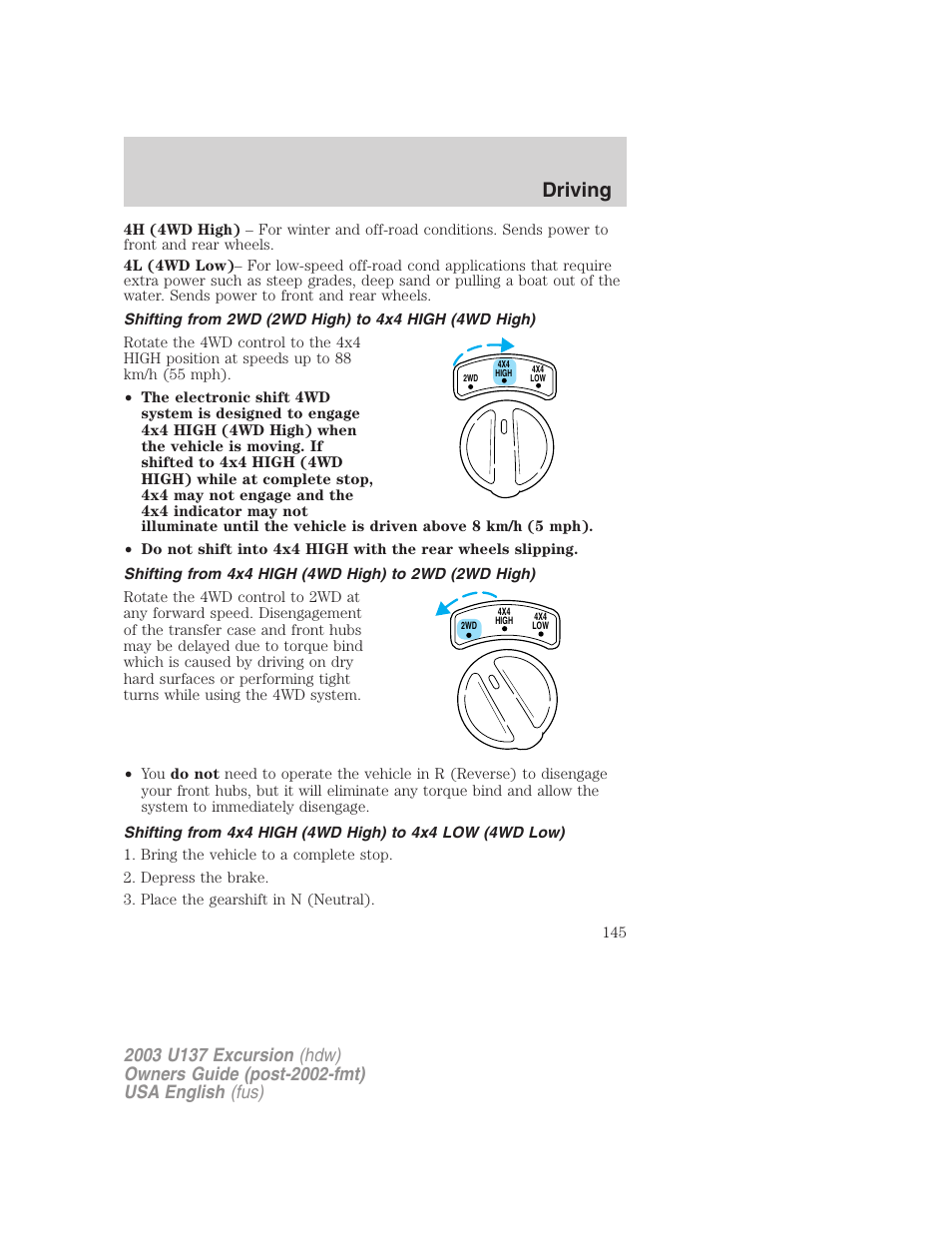 Driving | FORD 2003 Excursion v.3 User Manual | Page 145 / 256