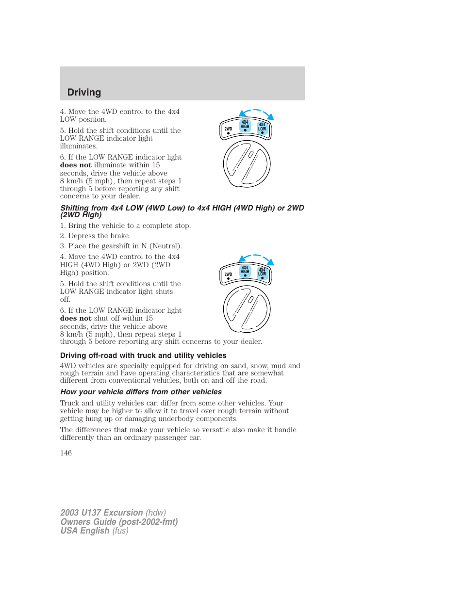 Driving | FORD 2003 Excursion v.3 User Manual | Page 146 / 256